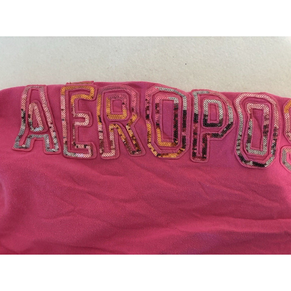 Aeropostale Barbiecore Pink Sequined Logo Sweat Pants Lounge Athleisure Medium - Picture 3 of 8